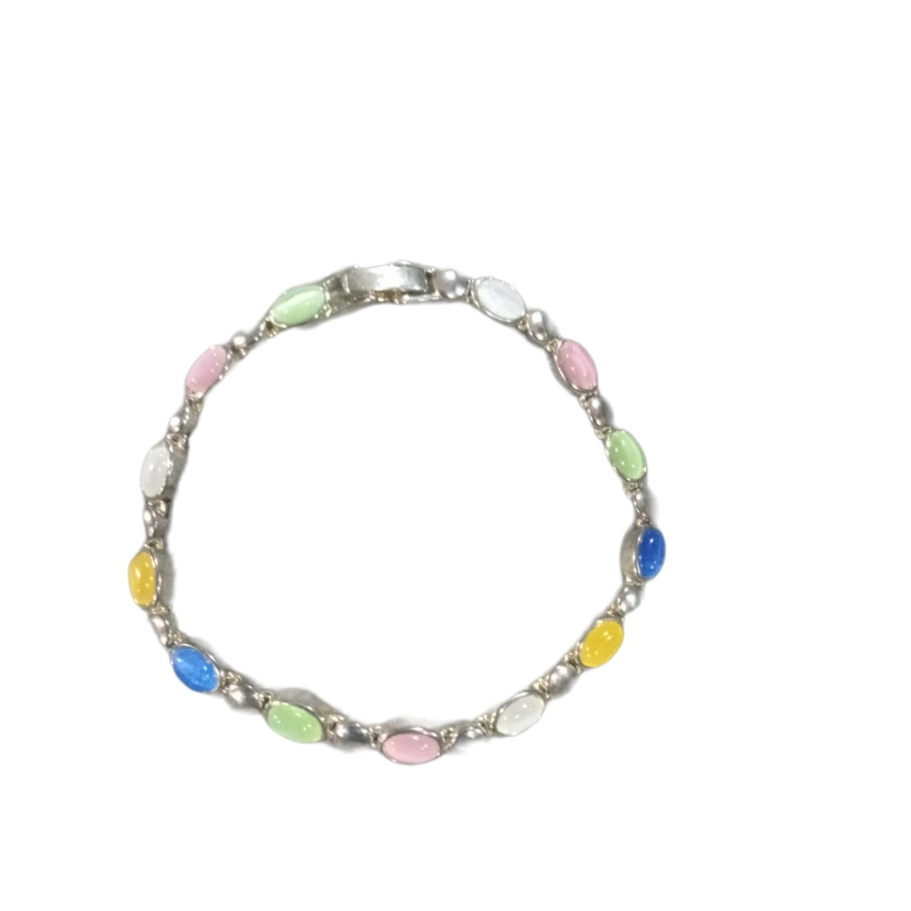 Vintage Premier Designs Parfait Pastel Moonstone Cabochon Link Fashion Bracelet